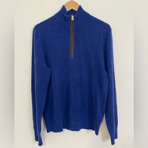 Men's Blue Half-Zip Cashmere Sweater